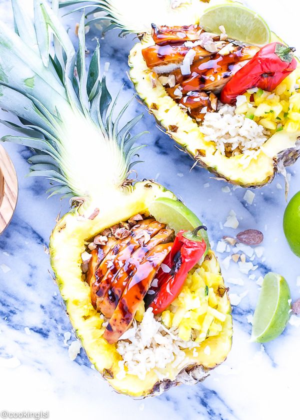 Grilled Teriyaki Chicken Pineapple Boats