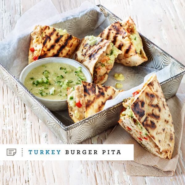 Grilled Turkey-Stuffed Pita with Cucumber and Tahini Sauce