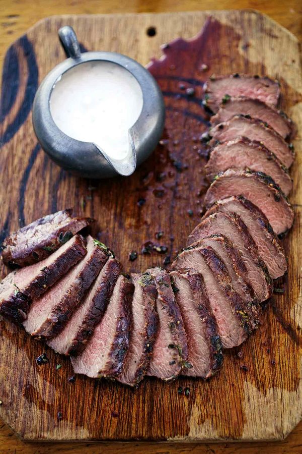 Grilled Venison Loin with Horseradish Cream Sauce