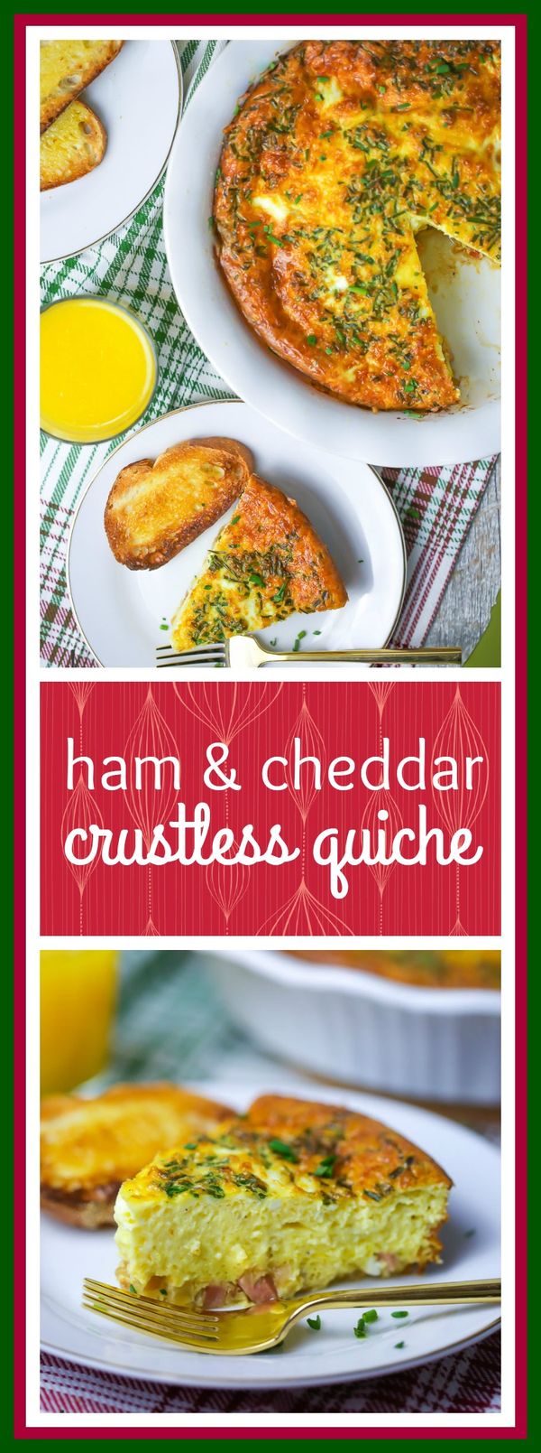 Ham and Cheddar Crustless Quiche