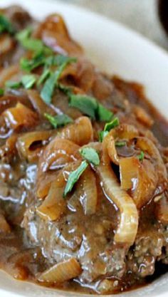 Hamburger Steak with Onions and Brown Gravy