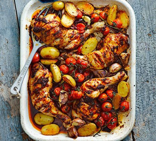 Harissa chicken traybake