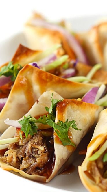 Hawaiian BBQ Pork Wonton Tacos