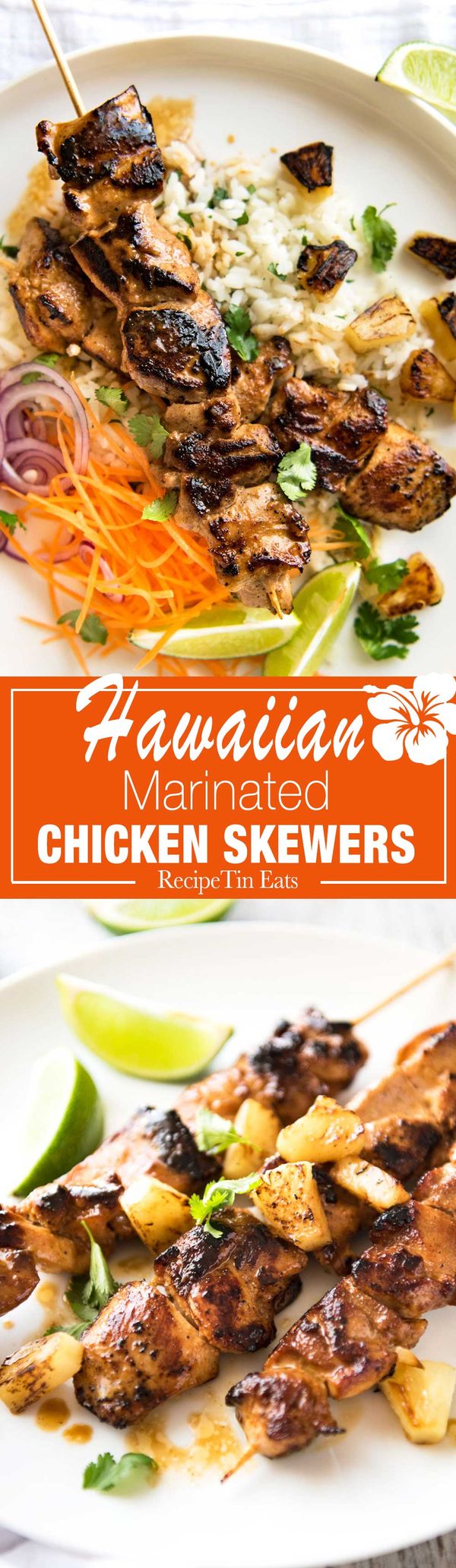 Hawaiian Pineapple Coconut Chicken Skewers