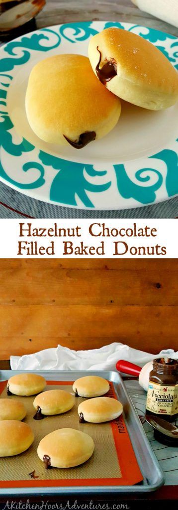 Hazelnut Chocolate Filled Baked Donuts #Choctoberfest #ad