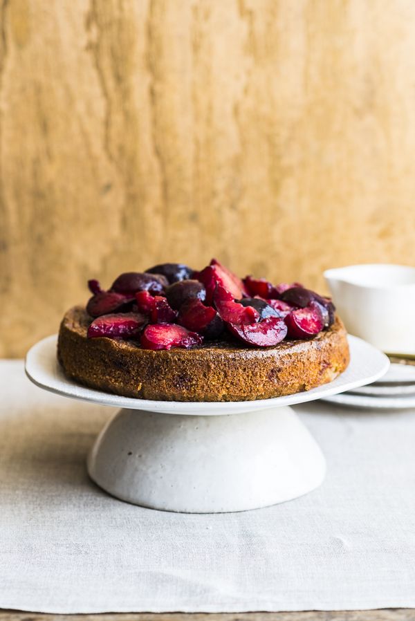 Hazelnut Olive Oil Cake with Fresh Plums