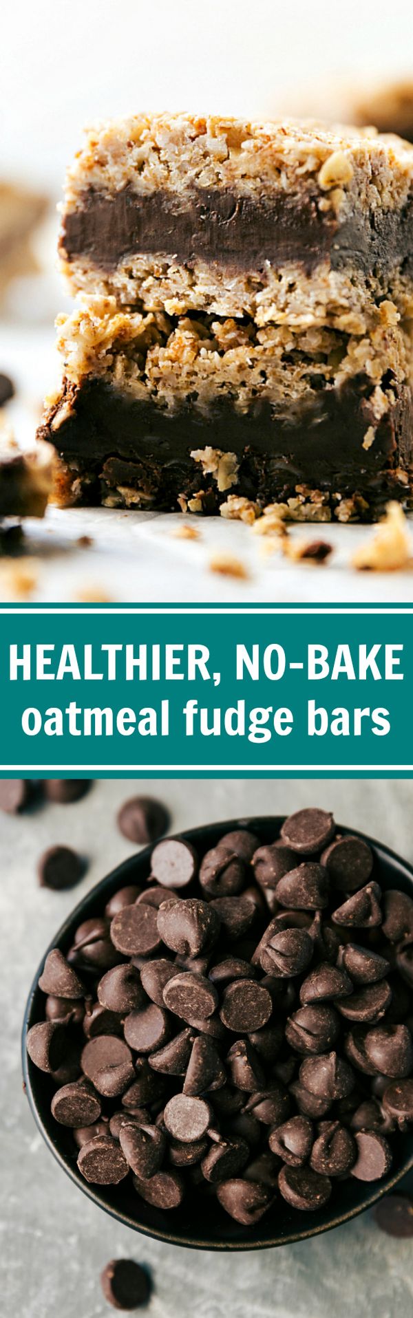 Healthier Chocolate Peanut Butter Oatmeal Fudge Bars