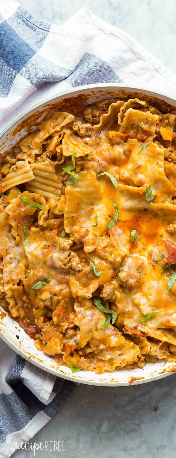 Healthier One Pot Skillet Lasagna: a 30 Minute Meal