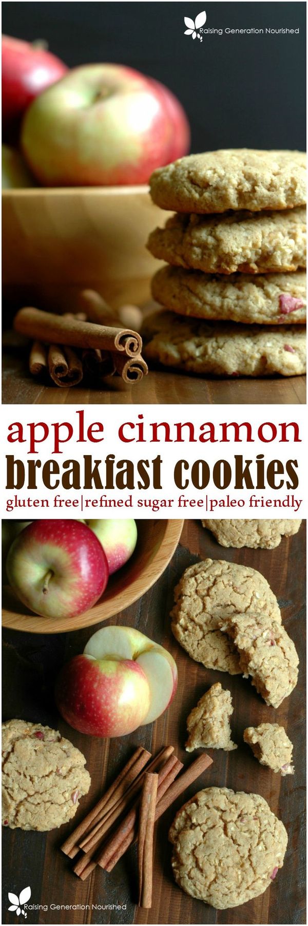 Healthy Apple Cinnamon Breakfast Cookies :: Refined Sugar Free & Gluten Free