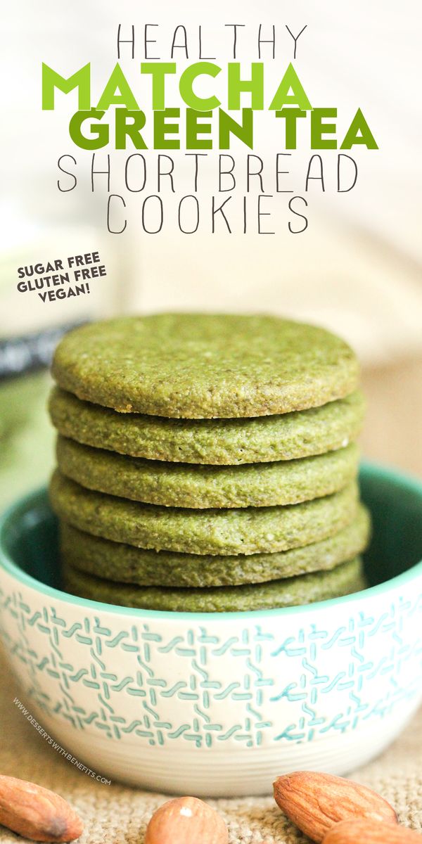 Healthy Matcha Green Tea Almond Shortbread Cookies