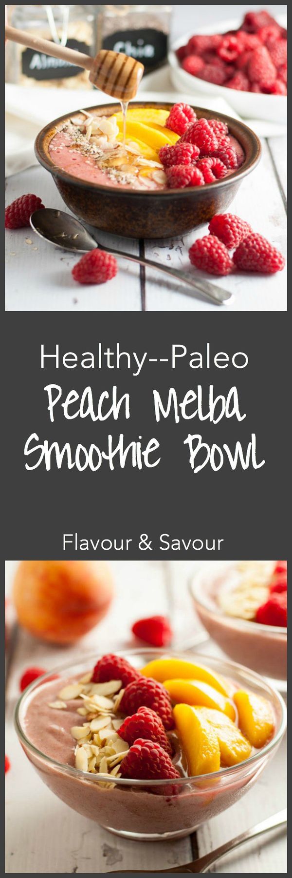 Healthy Peach Melba Smoothie Bowl