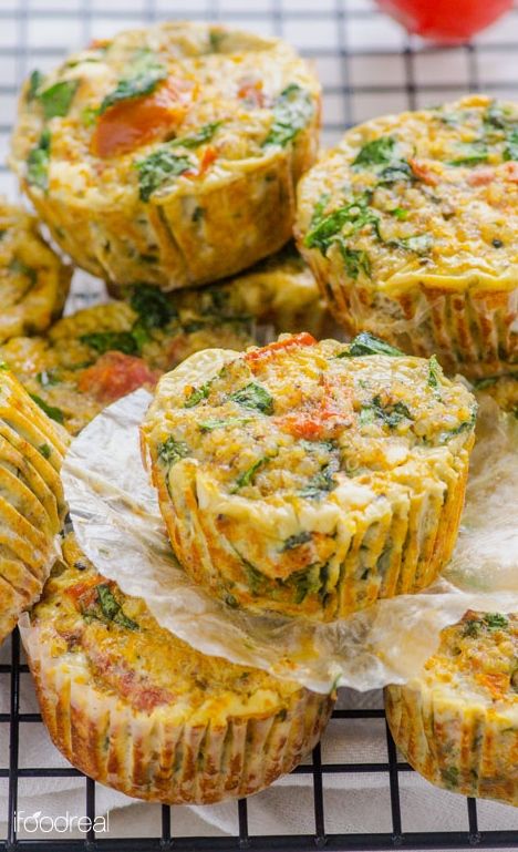 Healthy Sundried Tomato, Spinach and Quinoa Egg Muffins