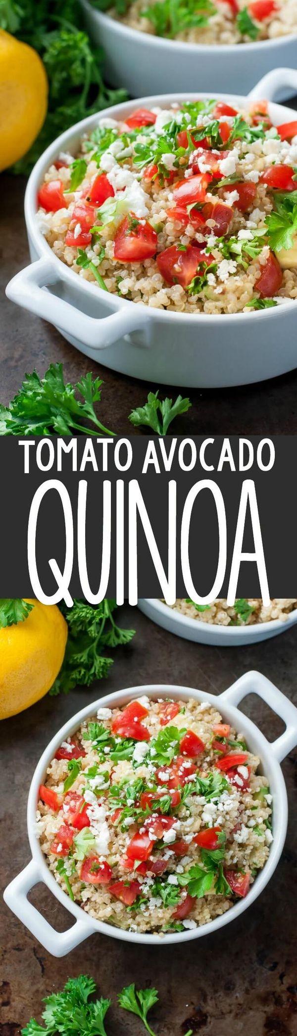 Healthy Tomato Avocado Quinoa Salad with Feta