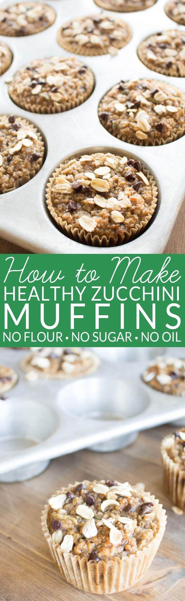 Healthy Zucchini Muffins with No Flour, No Sugar & No Oil