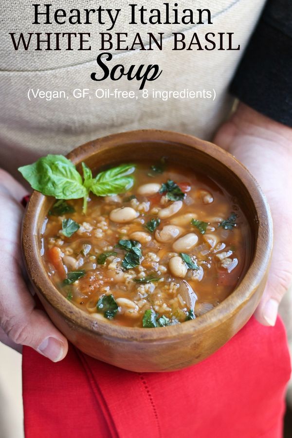 Hearty Italian White Bean Basil Soup