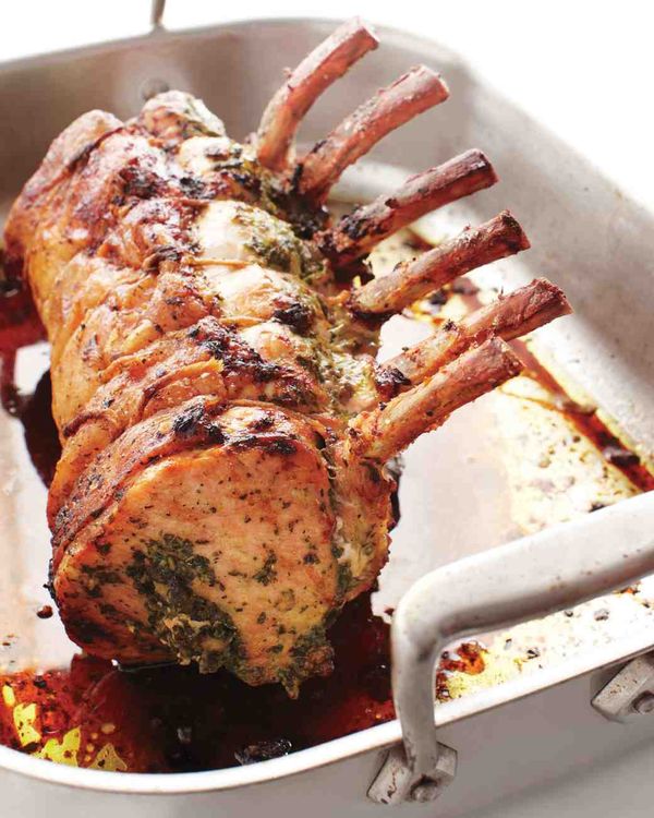 Herb-Stuffed Pork Roast with Mustard Gravy