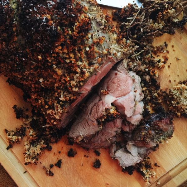 Herbed Boneless Leg of Lamb with Mustard Crust