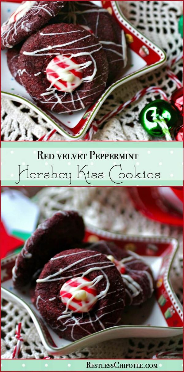 Hershey Kiss Cookies: Holiday Red Velvet Peppermint