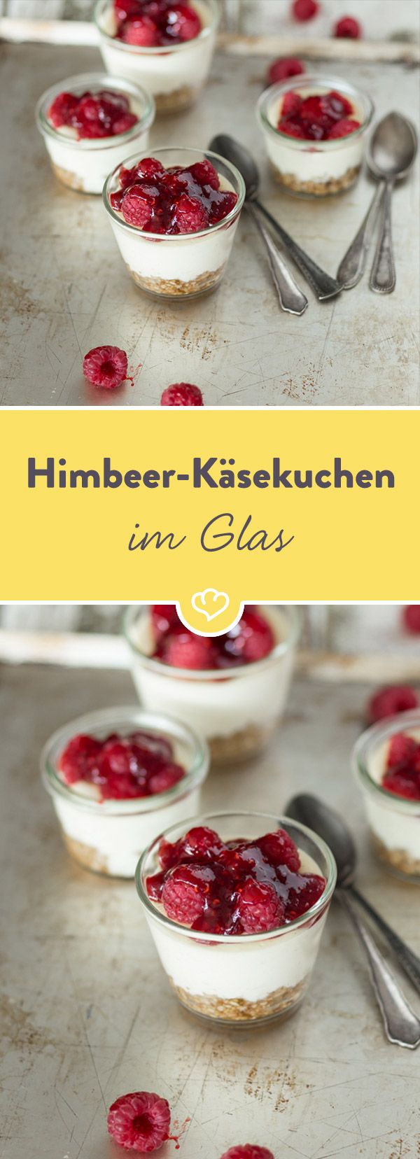 Himbeer-Käsekuchen im Glas