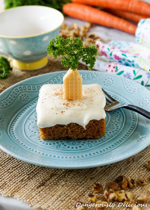 Homemade Carrot Cake Squares with Cream Cheese Frosting