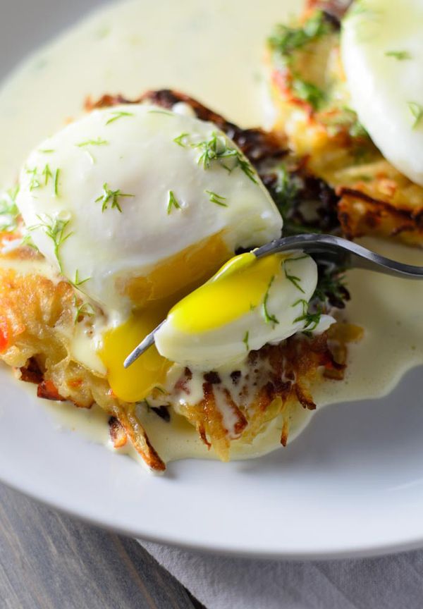 Homemade Hash Browns with Eggs Benedict