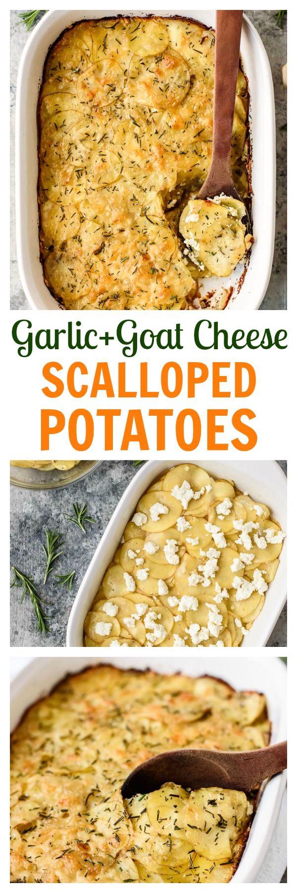 Homemade Scalloped Potatoes with Goat Cheese and Garlic