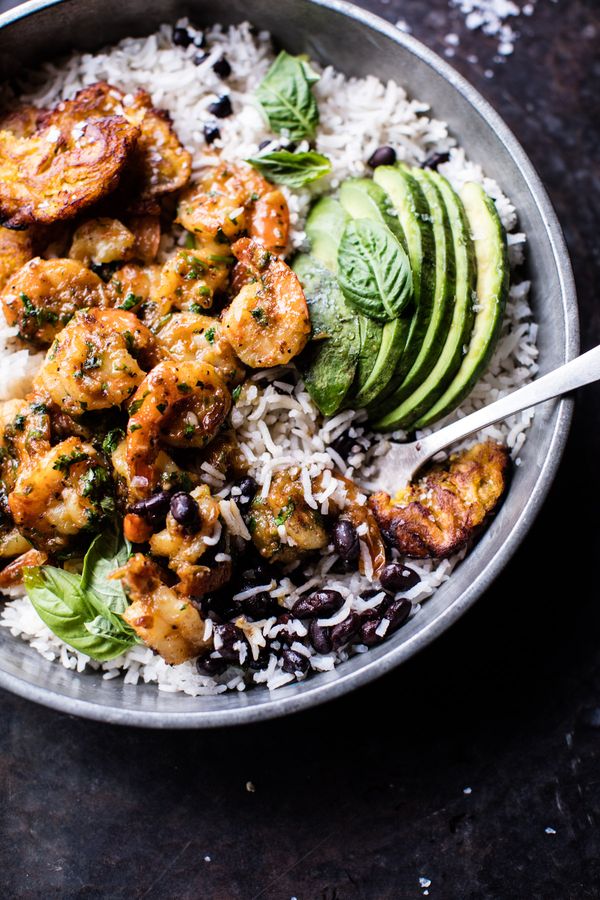 Honey Garlic Butter Shrimp In Coconut Milk with Fried Plantains