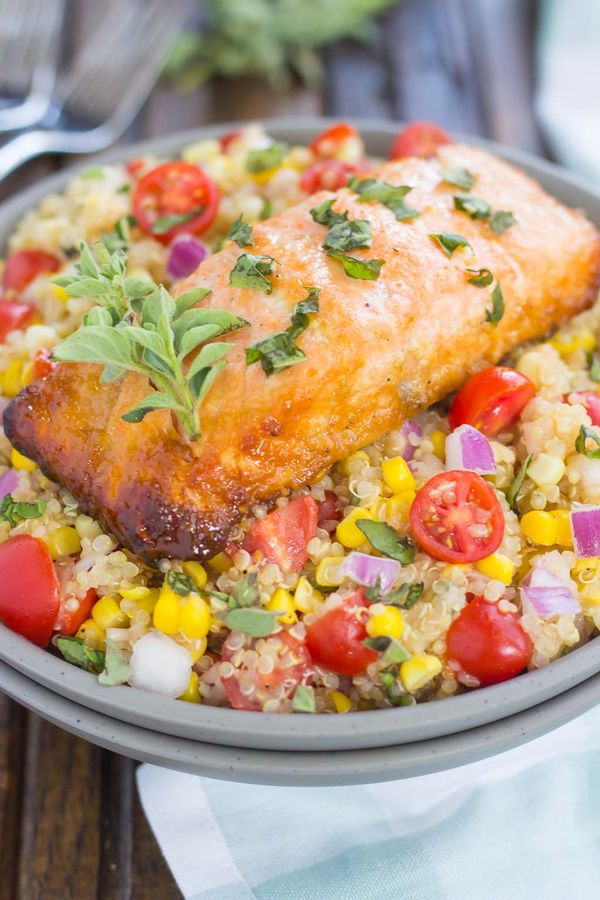 Honey Garlic Salmon Quinoa Bowl