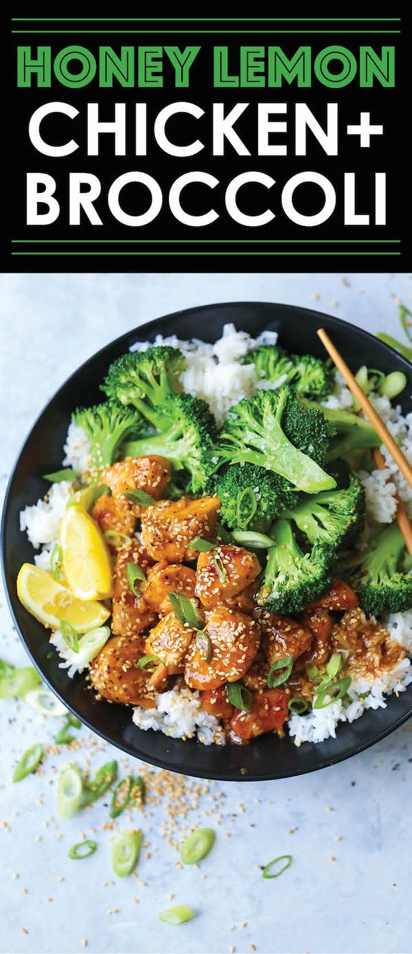 Honey Lemon Chicken and Broccoli Bowls