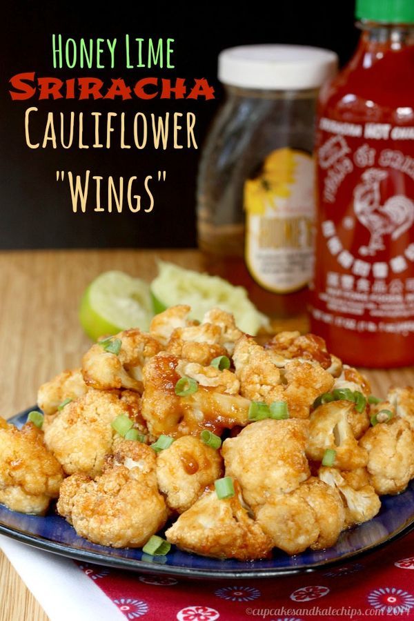 Honey Lime Sriracha Glazed Cauliflower Wings