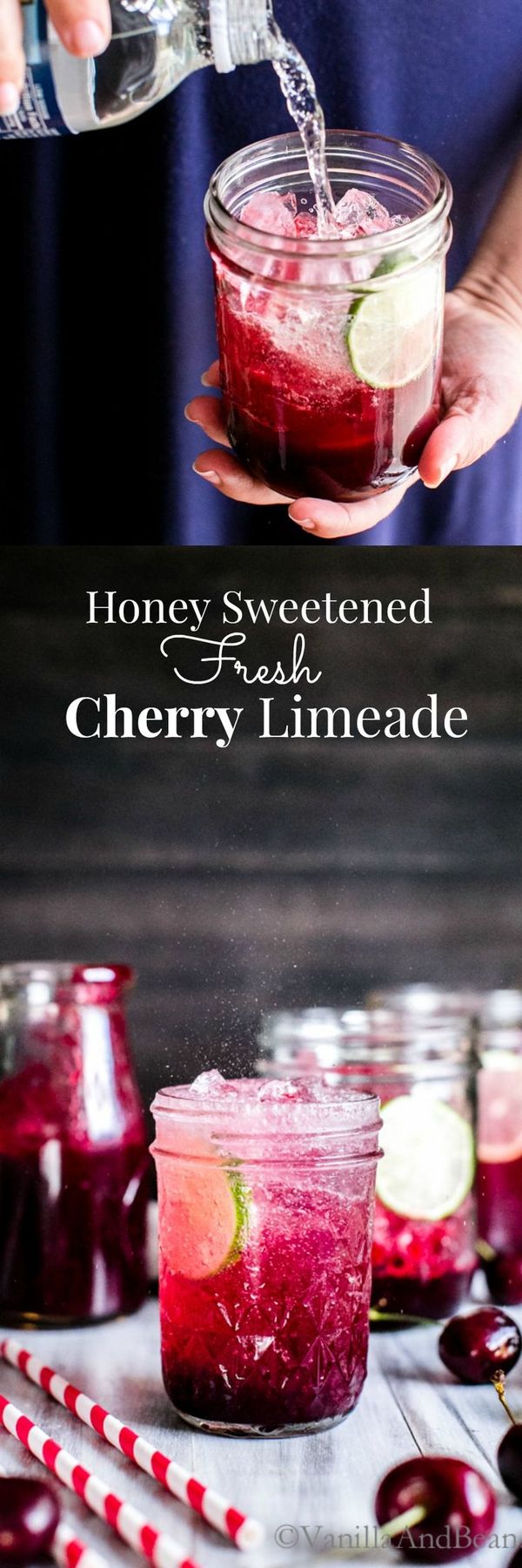 Honey Sweetened Fresh Cherry Limeade