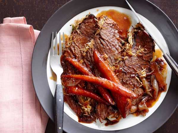 Horseradish-Crusted Brisket With Carrots