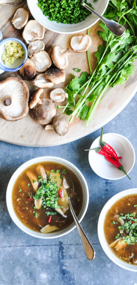 Hot & Sour Soup with Chicken & Mushrooms