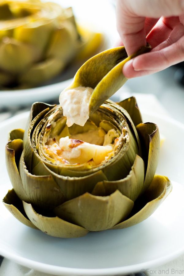 Hot Crab Dip Stuffed Artichokes