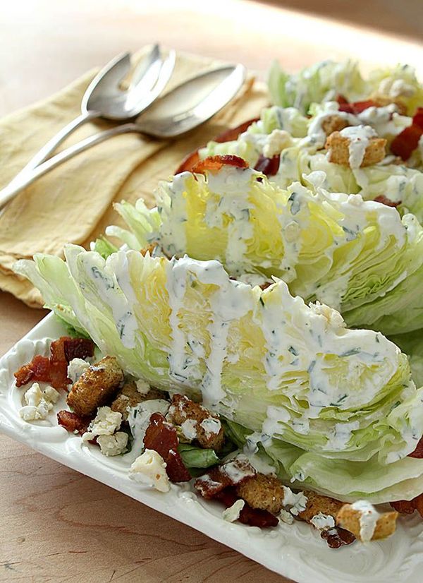 Iceberg Wedge Salad with Bacon, Croutons and Buttermilk Herb Dressing