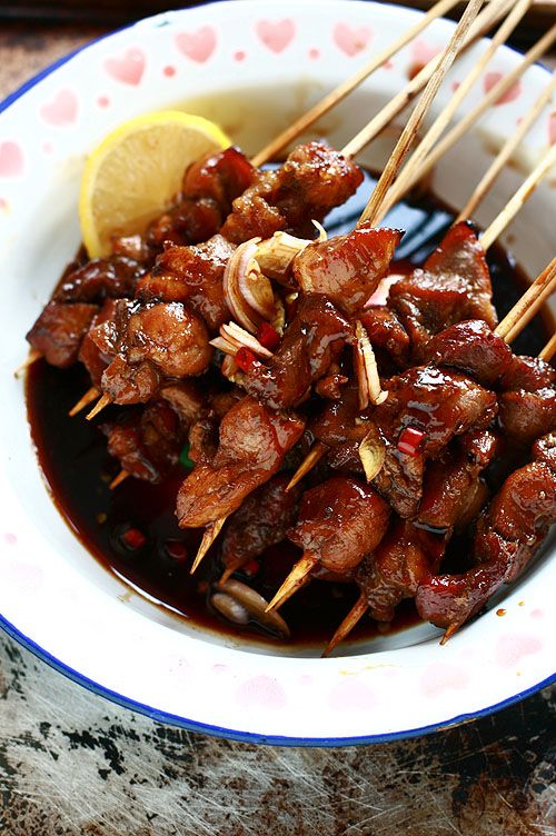 Indonesian Sate (Sate Babi and Sate Ayam Bumbu Kecap/Kacang