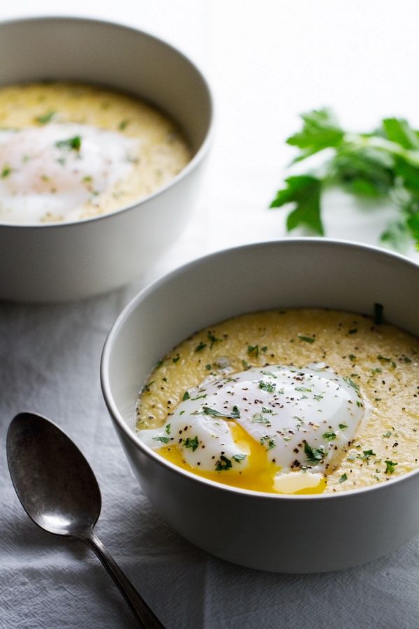 Jalapeno Cheddar Grits with Poached Eggs