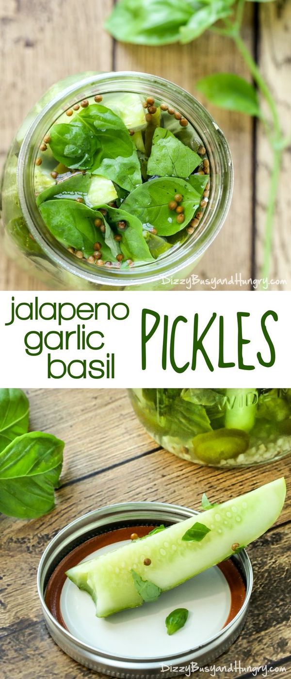 Jalapeno Garlic Basil Pickles