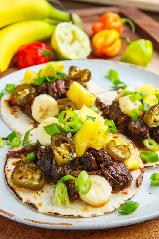 Jamaican Jerk Beef Tacos with Pineapple and Banana Salsa