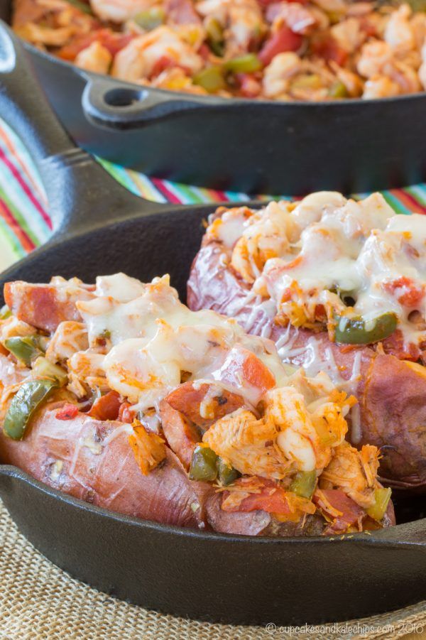 Jambalaya Stuffed Baked Sweet Potatoes