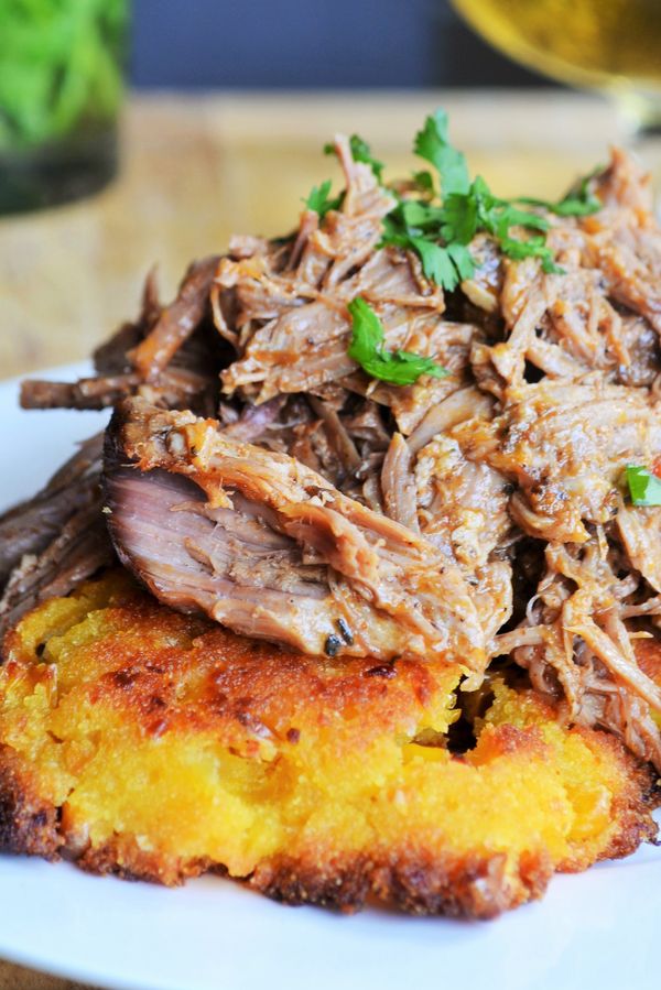 Jerk Pulled Pork with Sweet Corn Cakes