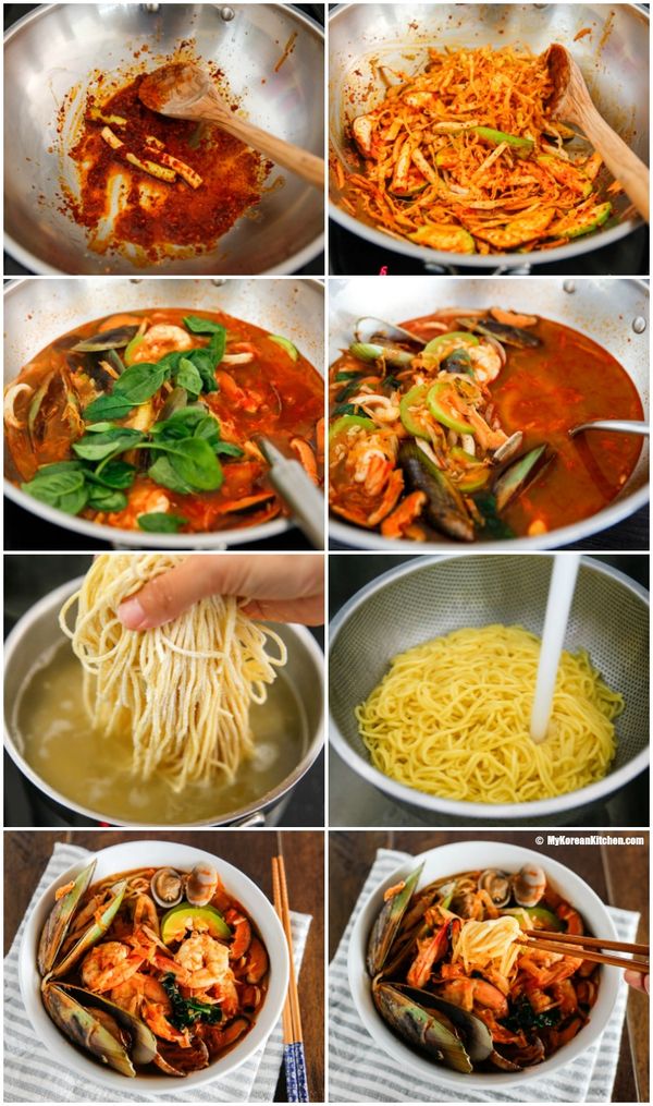 Jjamppong (Korean Spicy Seafood Noodle Soup