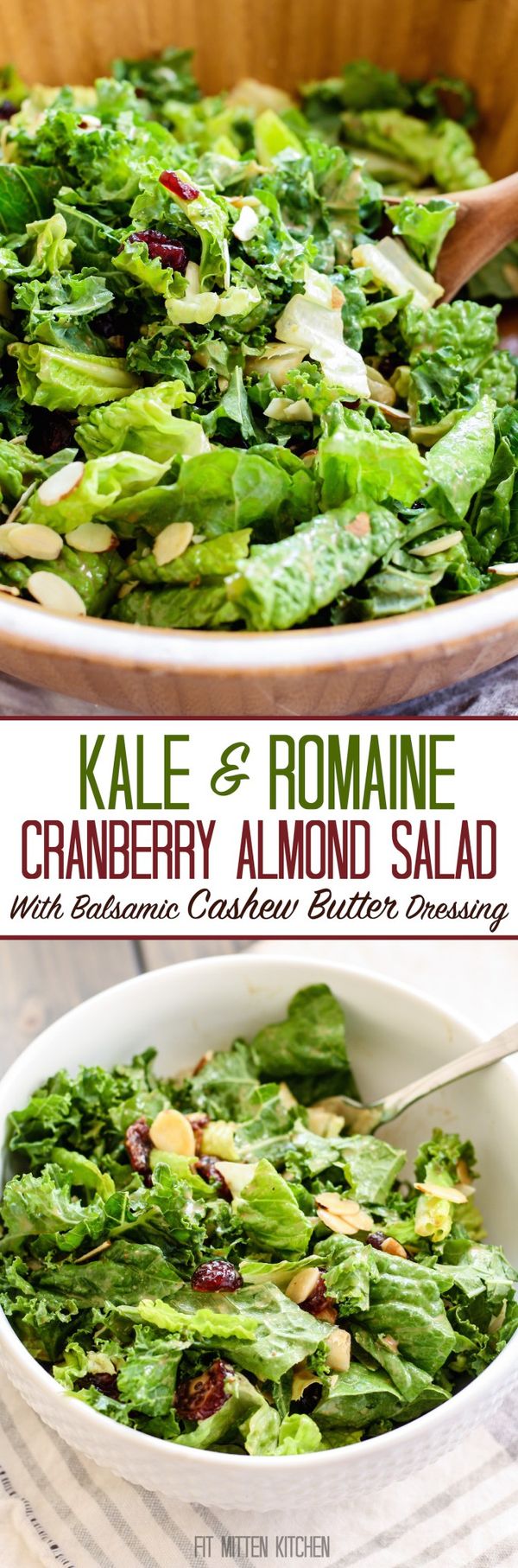 Kale and Romaine Cranberry Almond Salad