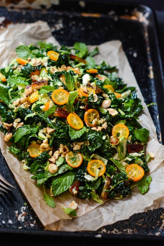 Kale, Brussels Sprouts and kumquat salad