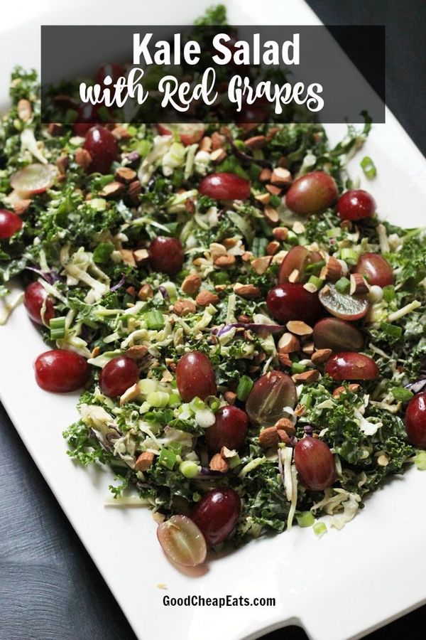 Kale Salad with Red Grapes, Almonds, and Scallions