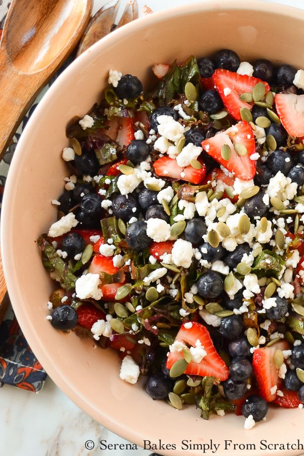 Kale Strawberry Blueberry Salad With Champagne Vinaigrette