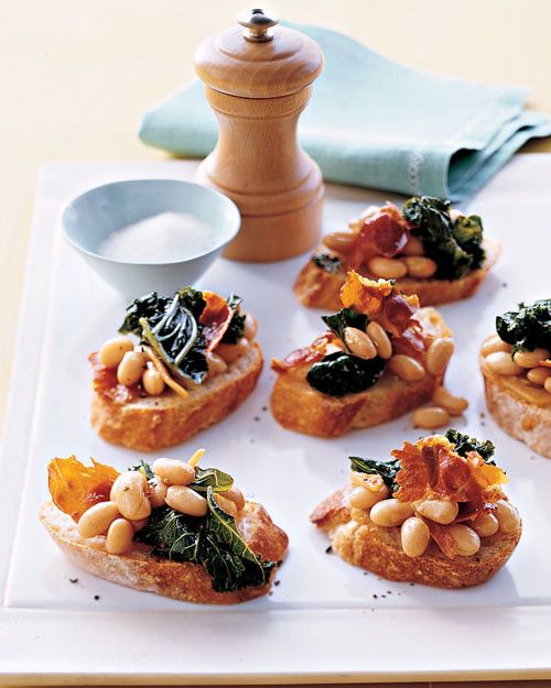 Kale, White Bean, and Prosciutto Crostini