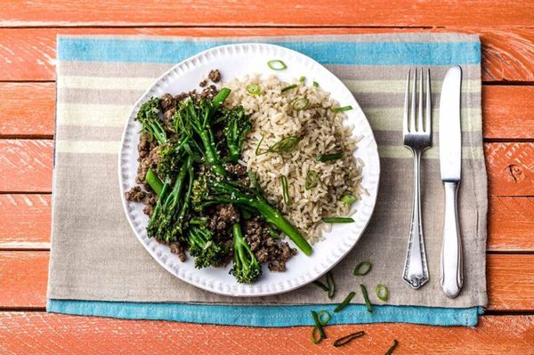 Korean-Style Beef Stir Fry with Broccolini, Brown Rice, and Sesame