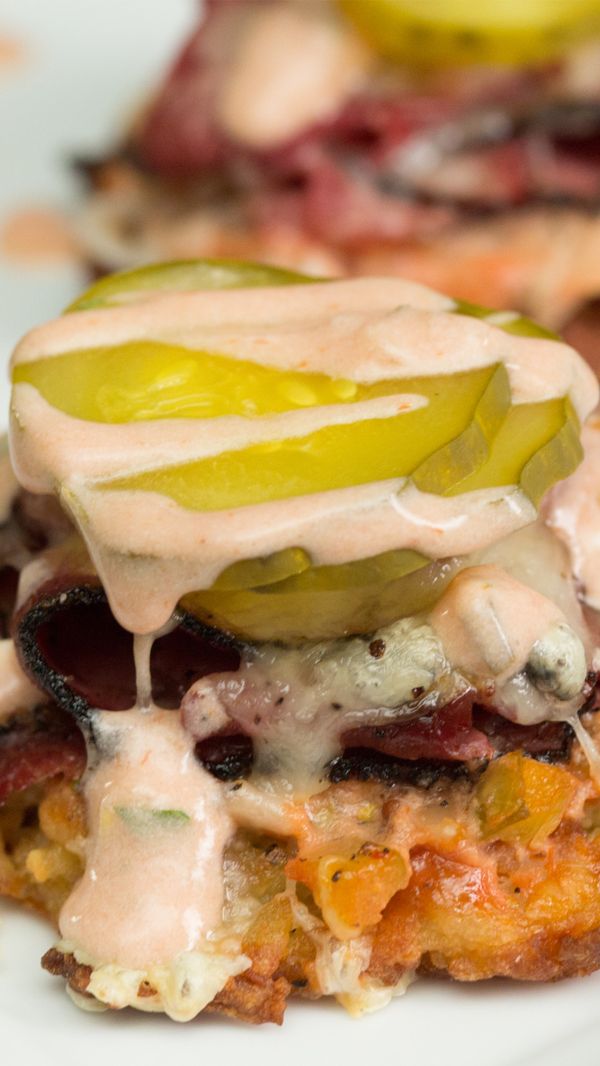 Latke Reuben Sliders