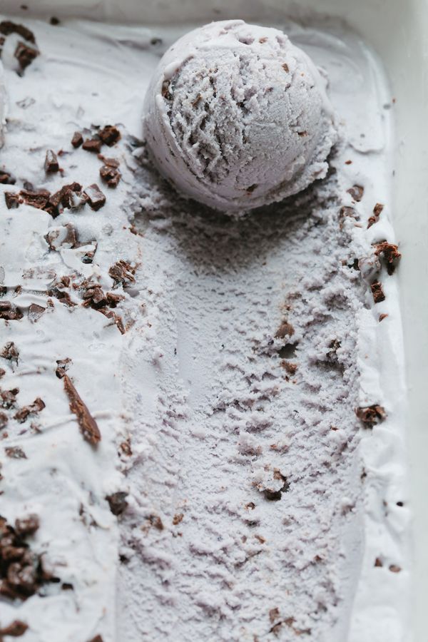 Lavender Ice Cream with Chocolate Tahini Bits